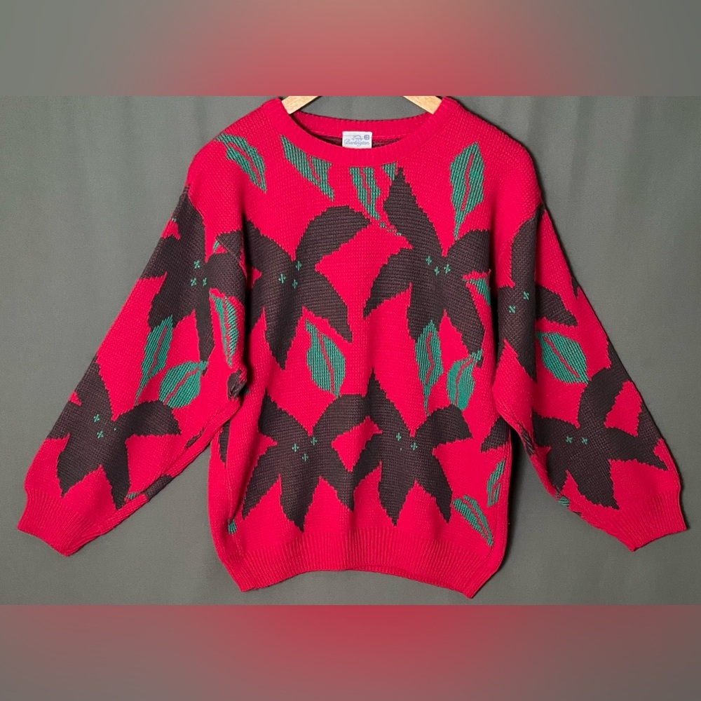 VTG Lady Burlington S/M Floral Crewneck Playful Knitwear Sweater